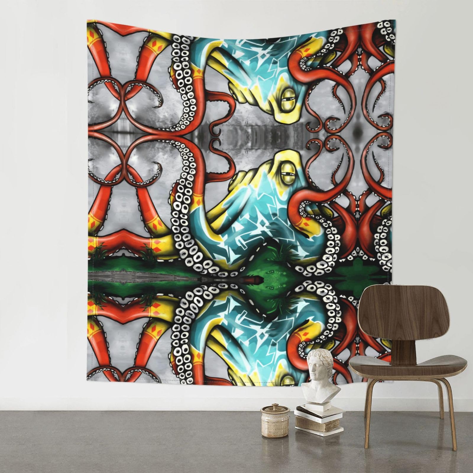 HJFCZH Color Graffiti Octopus Prints Wall Tapestry 60x51in – Boho Decor Throw for Bedroom, Dorm, Beach Cover & Picnic Blanket