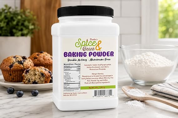 Double Acting Baking Powder 4 lb | Aluminum Free Baking Powder | Cakes, Cookies, Pancakes, Muffins, Biscuits & Quick Breads | Bulk Container | Dasher's Spice & Beans