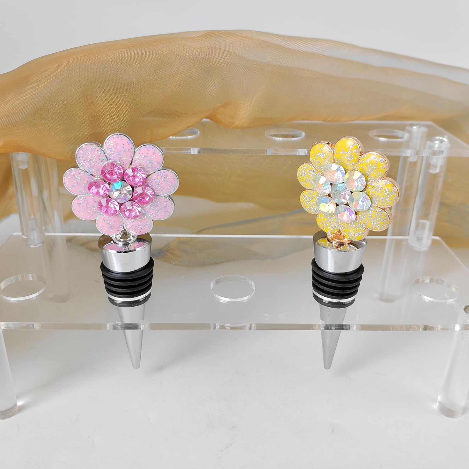 Tapones de vino de flores, corchos de vino, tapones reutilizables para botellas de vino, lindos tapones florales para vino, accesorios de vino para cocina, vacaciones, fiestas, bodas, regalos de 5