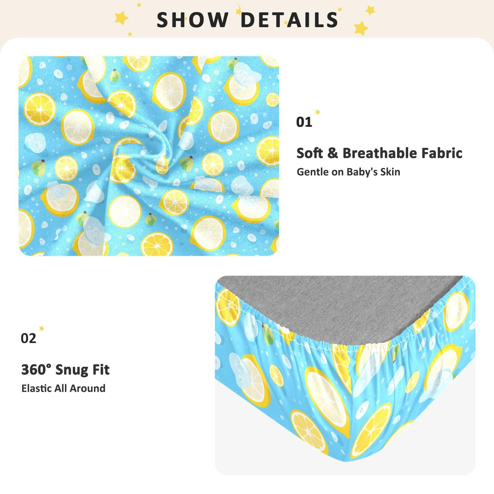 Lemon Ice Drap-housse pour berceau de bébé pour garçons et filles 71,1 x 132,1 cm