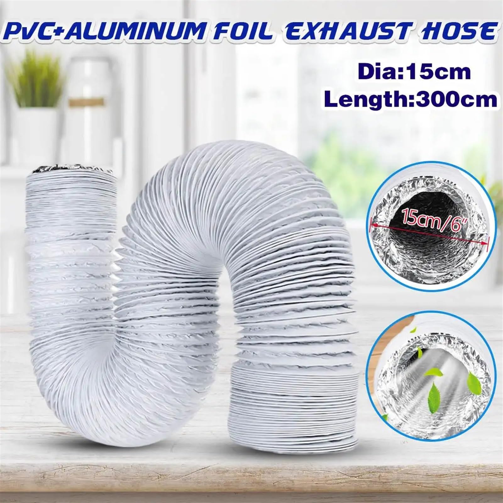 Tubo Aire Acondicionado Portatil Manguera de Escape Flexible de 150 mm for Aire Acondicionado portátil. Conducto de ventilación.
