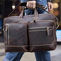 Vista 2 de Maletín de cuero para hombre, ampliable, grande, de 17 pulgadas, para laptop, bolsa de hombro, bolsa de viaje de negocios B2