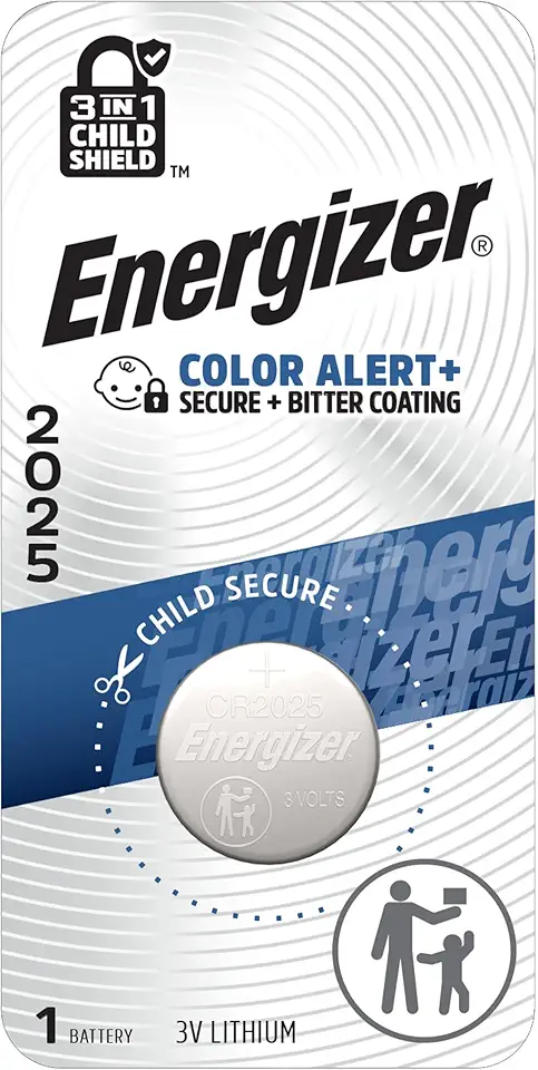 Energizer 2025 Batteries (1 Pack), 3V Lithium Coin Batteries With 3-in-1 Child Shield
