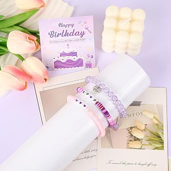 3PCS Kpop Bracelet Set, Demon Hunter Beaded Bracelets with Greeting Card, Stackable Stretch Bracelets Aesthetic Jewellery Gift Set for Women Girls Birthdays Concerts Daily Wear