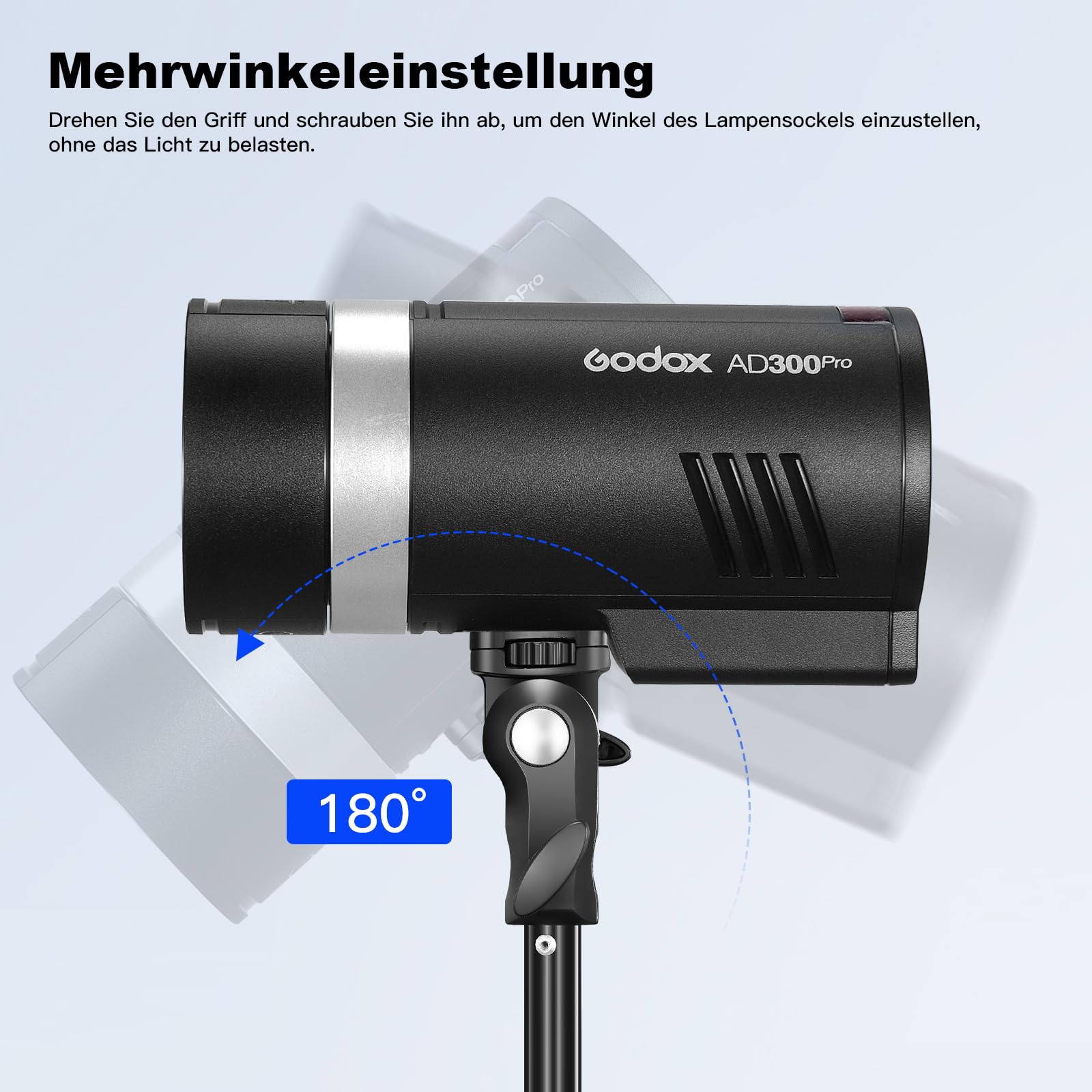 Godox AD-E2 Staffa per flash Supporto per ombrello in metallo Staffa per ombrello con vite standard da 1/4" e adattatore per ombrello per AD100 AD100Pro AD200 AD200Pro