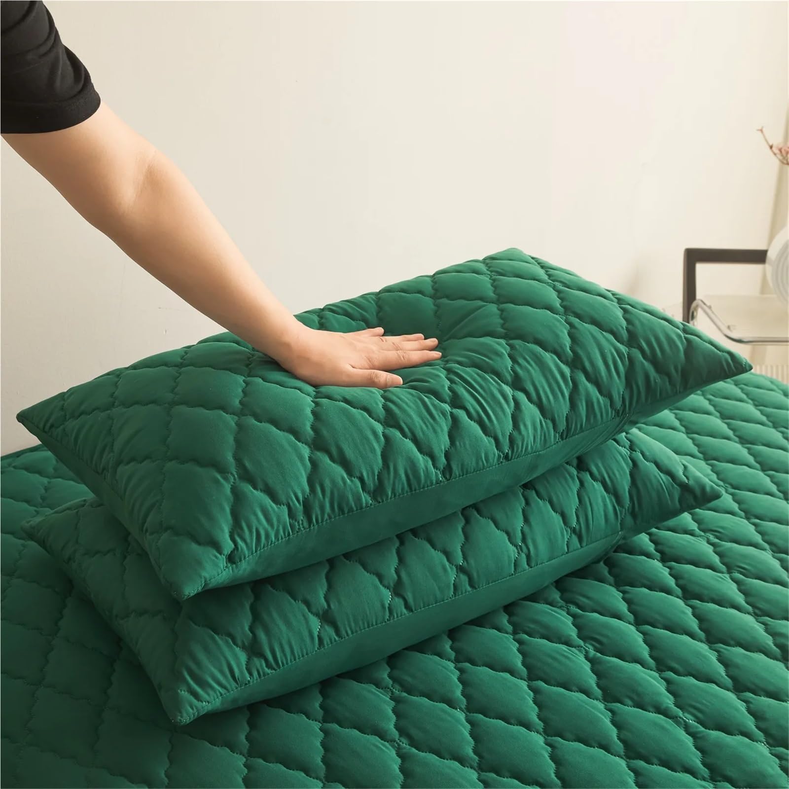 Protectores De Almohada 1 o 2 Fundas de Almohada Acolchadas e Impermeables Color Liso, 48 x 74 cm (sin Relleno)(Color3,2pc Pillowcase)