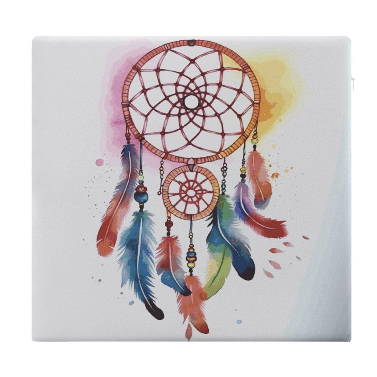 LDGSUPH Dream Catcher Watercolor Seat Cushions for Office Chair Square Cushions Soft Floor Cushions Comfy Sofa Cushions Memory Foam Pads for