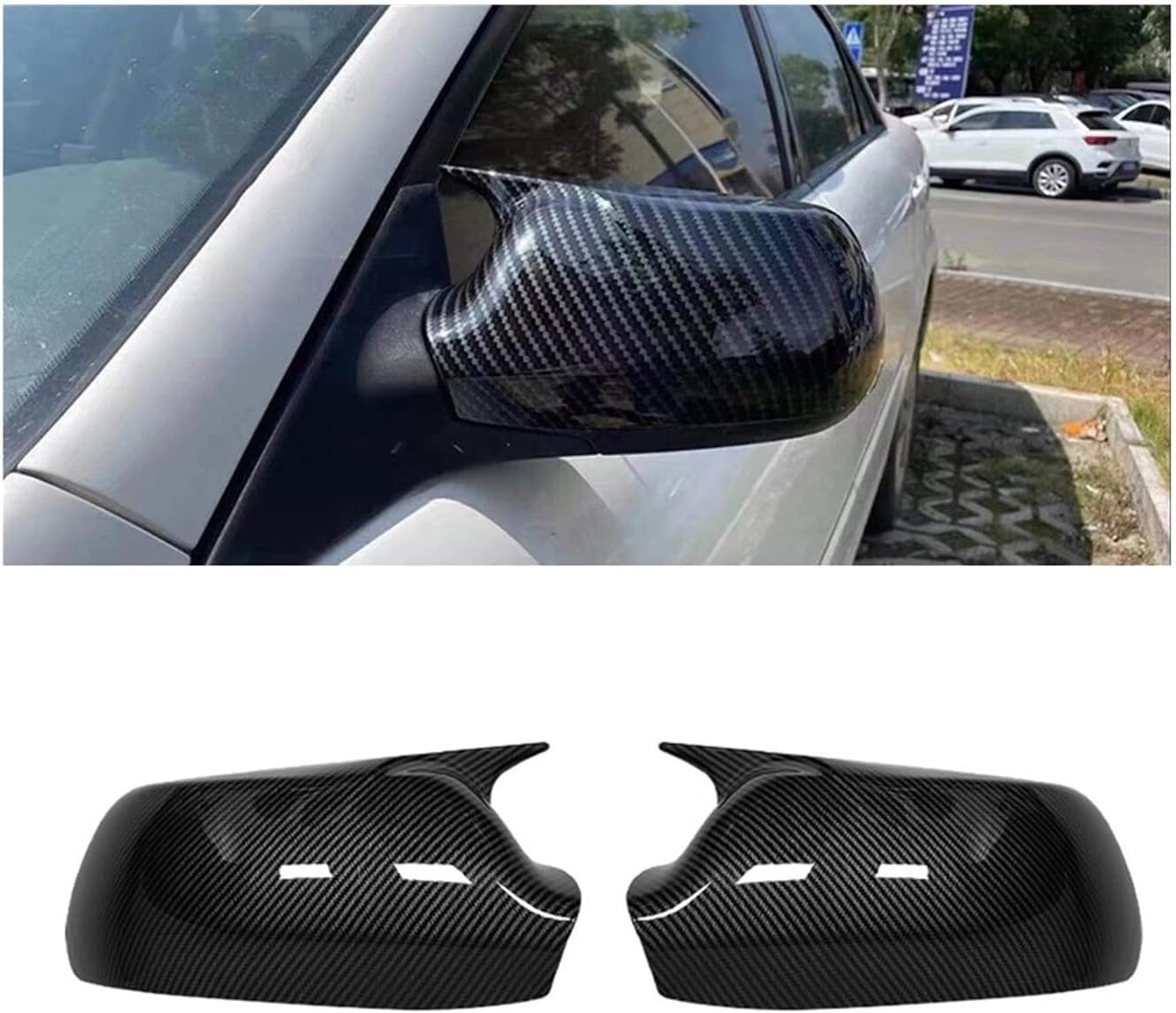 Compatible For Mazda 2 3 6 2003 2004 2005 2006 2007 2008 Rearview Side Mirror Cover Wing Cap Exterior Door Rear View Case Trim Carbon Fiber (Color : Gloss Black)