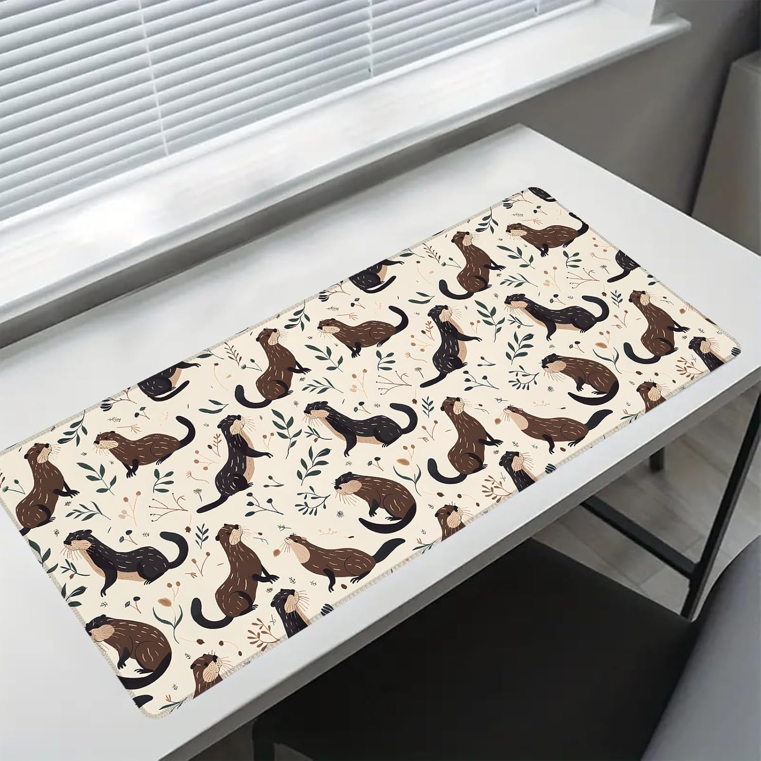 Otter Large Mouse Pad, Anti Slip Rubber Base Mousepad Playful Extended Desk Mat, Cute Animal Mousepads Gifts Decor Computer Accessories for Office Home Gaming Workbench, 31.5x11.8x0.12 Inch image 5