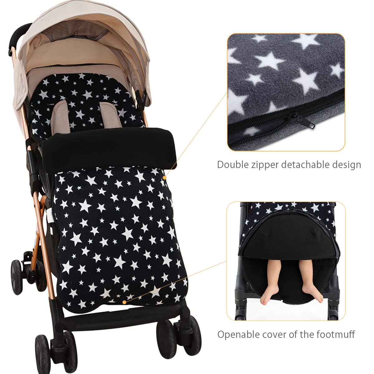SONARIN Universelle Premium poussette Chancelière,Cosy Toes Doublure polaire,pour Poussette Landau Buggy