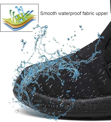 Miniatura 5 de Hsyooes Botas abrigadas de invierno con forro de piel para nieve para mujeres, altura al tobillo, impermeables, para exteriores, zapatos cómodos