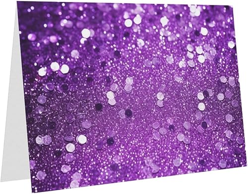 Miniatura 4 de DJUETRUI Tarjetas de felicitación con purpurina morada brillante en blanco con sobres, tarjetas de feliz cumpleaños, tarjetas del día de San