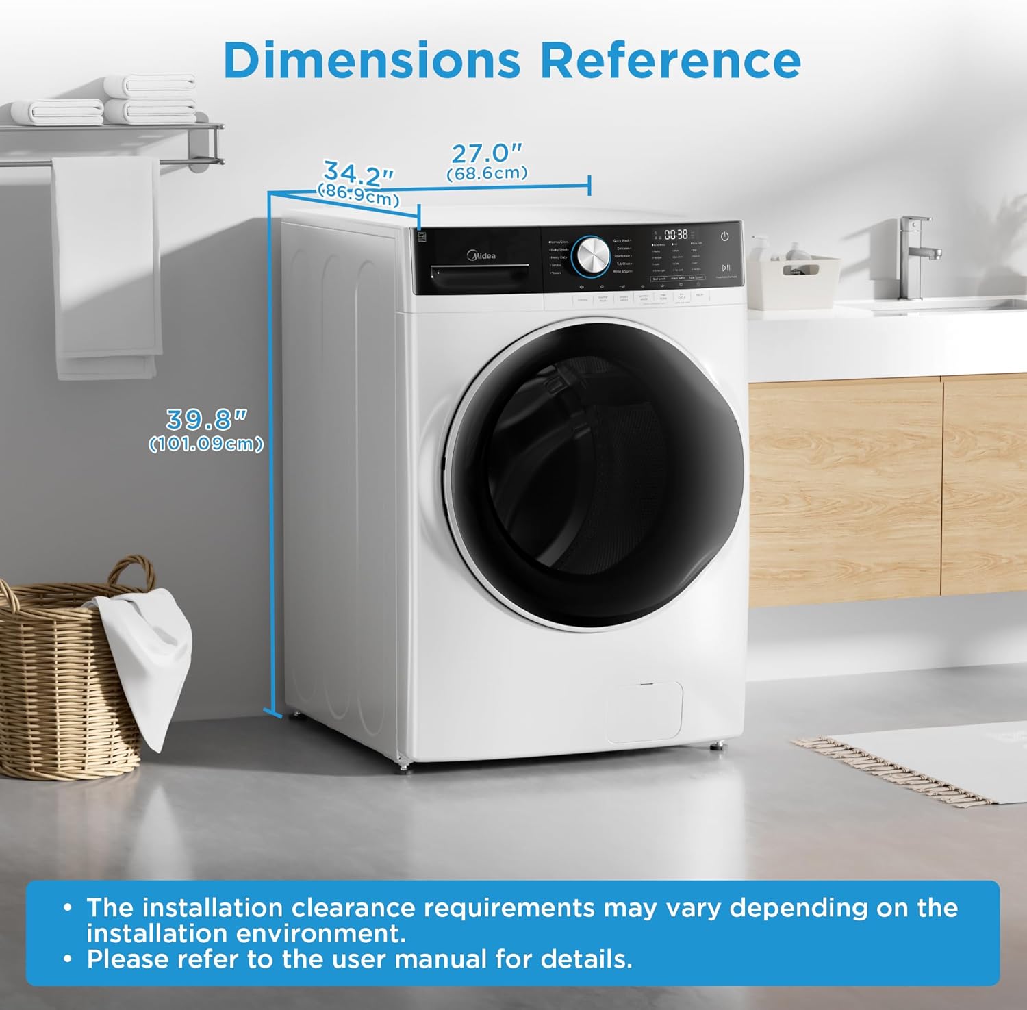 Midea MLH45N1AWW Front Load Washer, Automatic Machine, Vibration Control, Pre-Soak, Speed Wash, 10 Cycles, Energy Star Certified, 4.5 Cu.ft, White image 7 of 7 B08678PTC7