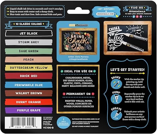 Miniatura 2 de Marcadores de Tiza Líquida Clásicos VersaChalk, Juego de 10 con Punta de 5mm