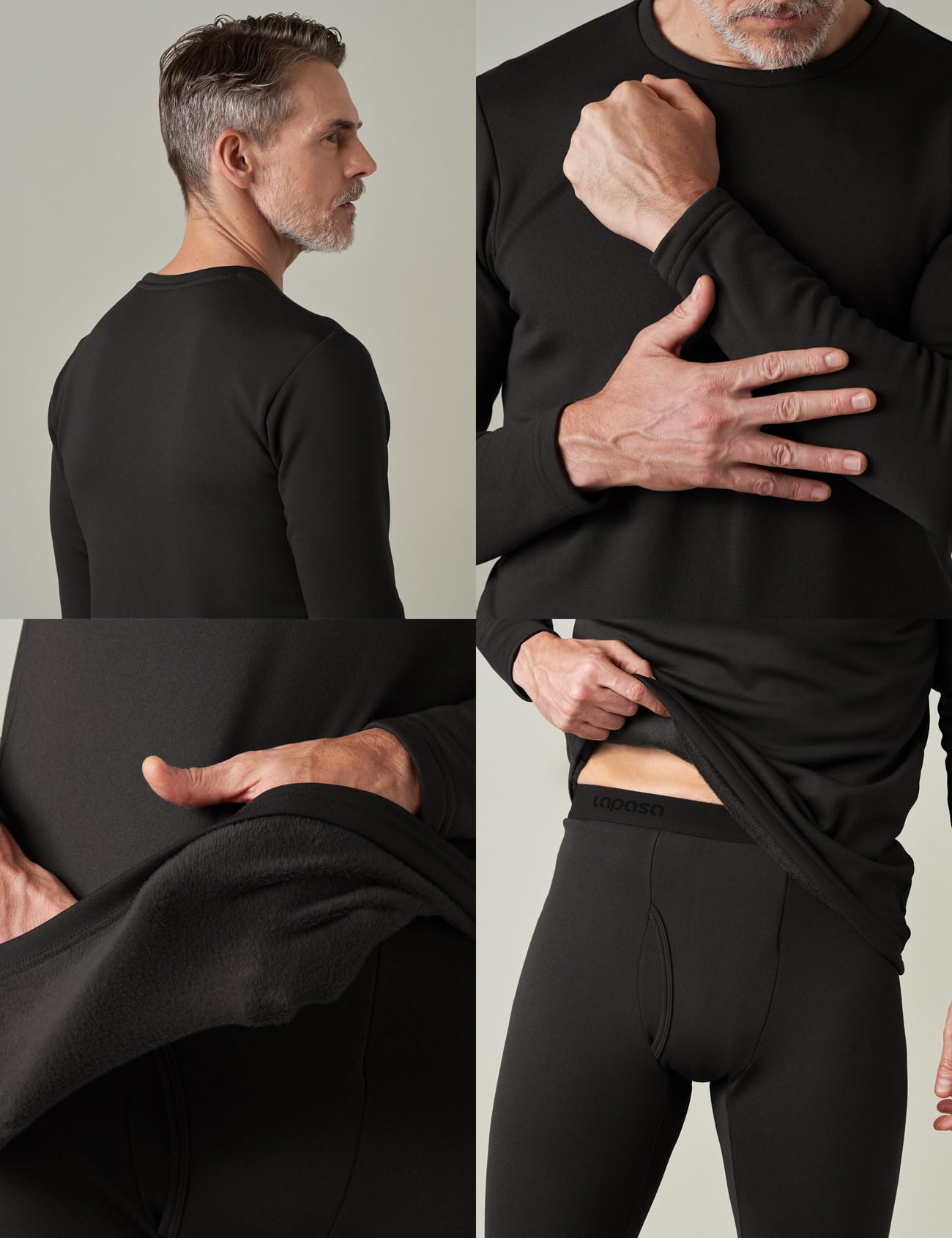 LAPASA Completo Termico Uomo in Pile Calzamaglia Termica & Maglia Termica Set Invernale Caldo/più Caldo/Extra Caldo M11/M57/M24