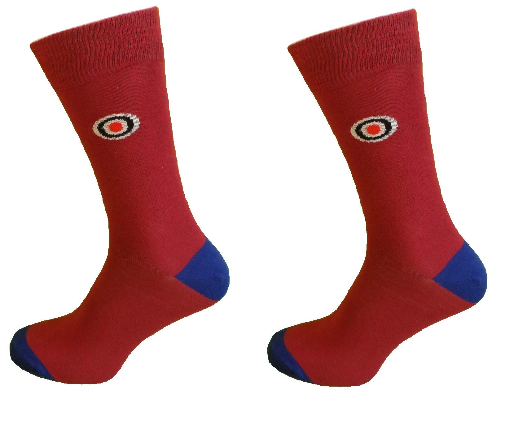 Mazeys Men's Burgundy 2 Pair Pack Of Retro Mod Target Socks (7-11, )