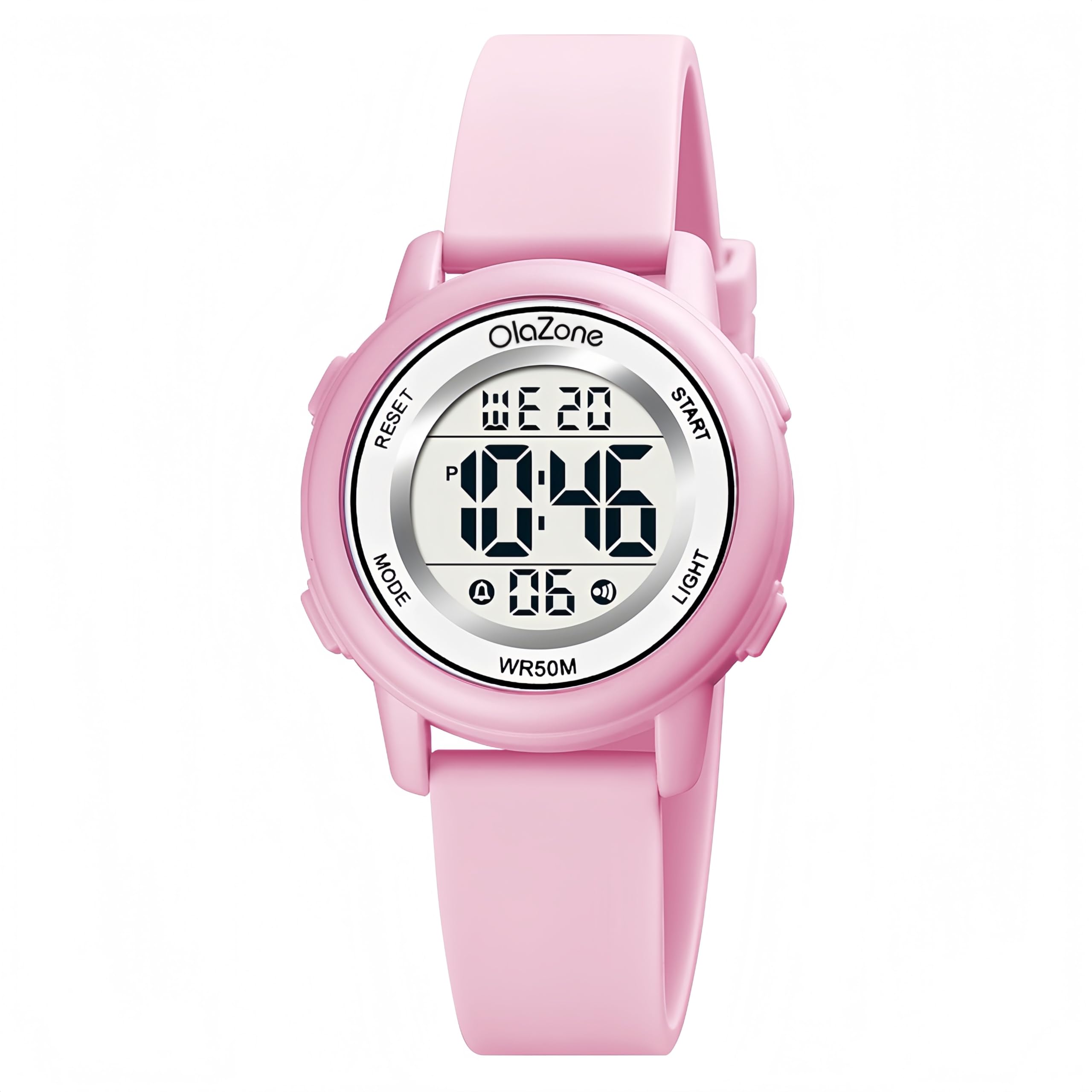 Kids Watch Girls Digital 7-Color Flashing Light Water Resistant 164FT Alarm for Age 7-12