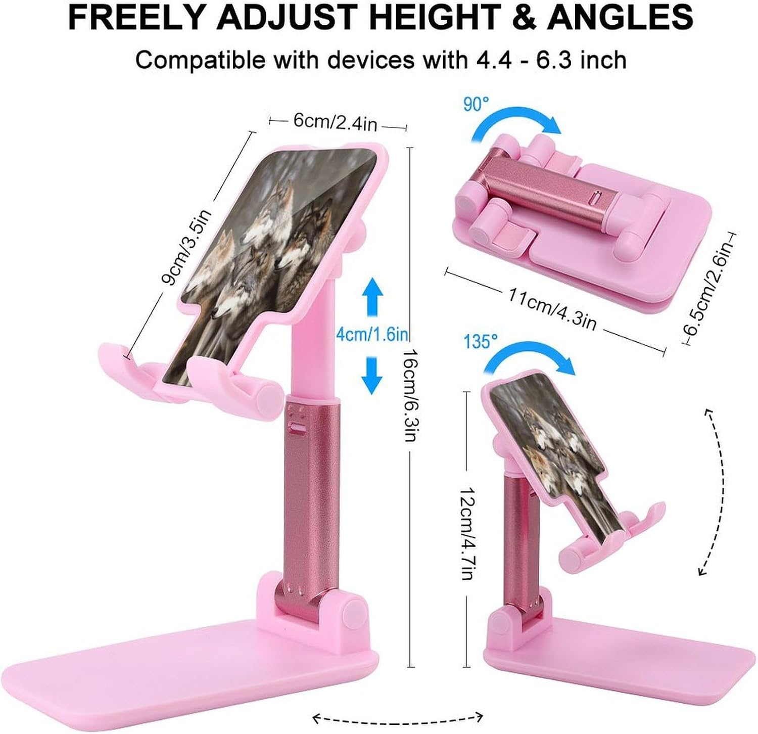 Different Colored Wolves Cell Phone Stand Adjustable Desktop Phone Holder Folding Cell Phone Stand Cellphone Stands Compatible with 4-13 Inch Smartphones for Home Office&Gifts image 2