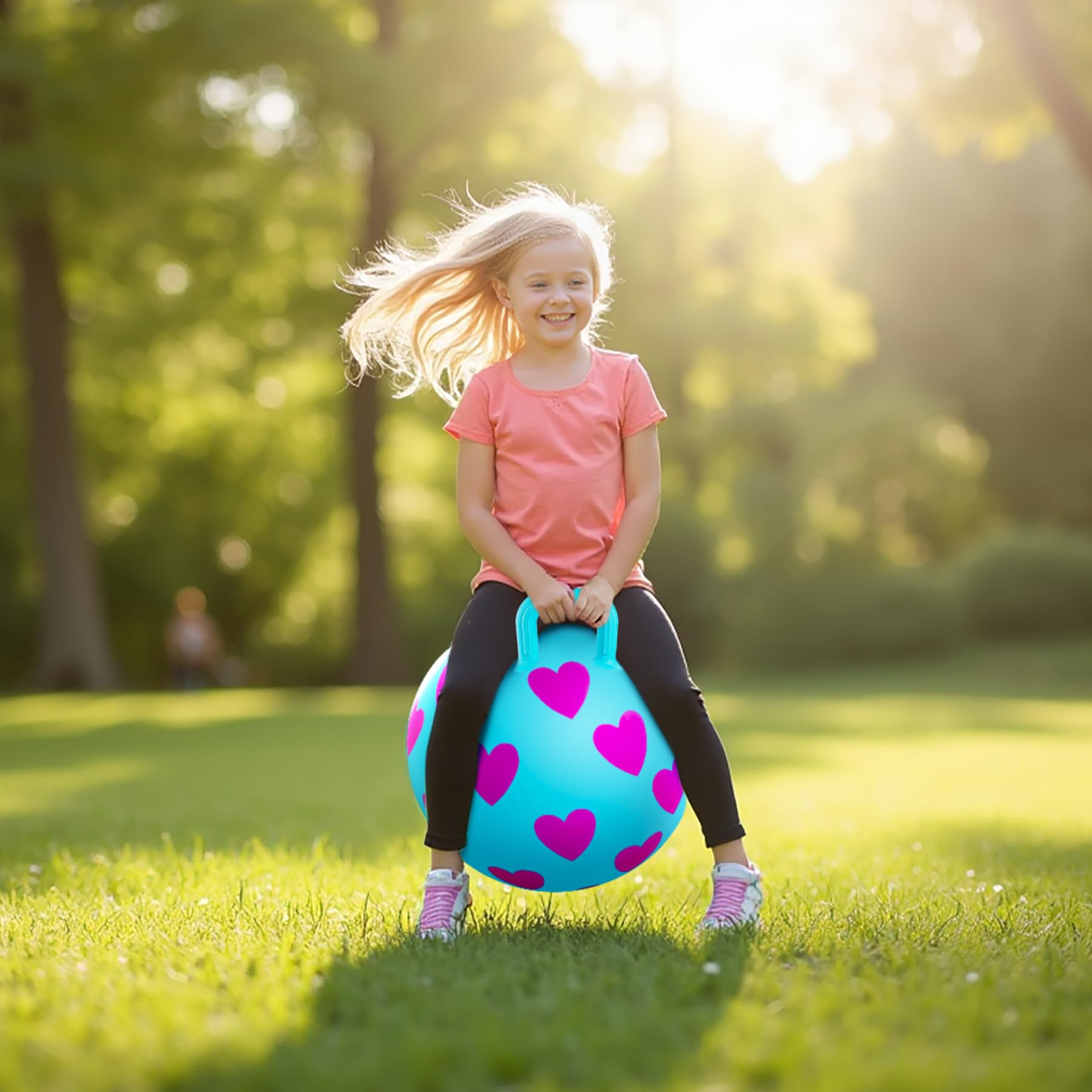 INPODAK Pelotas Saltarinas para Niños 40cm Pelota Saltarina con Asa Bola Hopper de 15 Pulgadas Resistente hasta 100 kg Pelotas Saltarinas Inflables Space Hopper para Niños de 3 a 6 Años