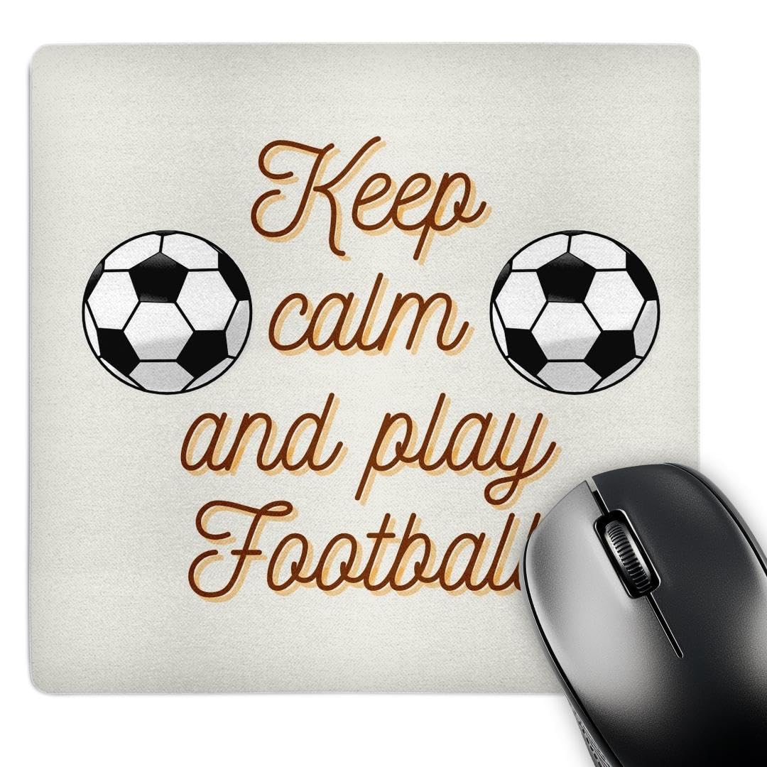 3dRose Image of Two Soccer Ball with Text of Keep Calm and Play Football - Mouse Pads (mp-378022-1)