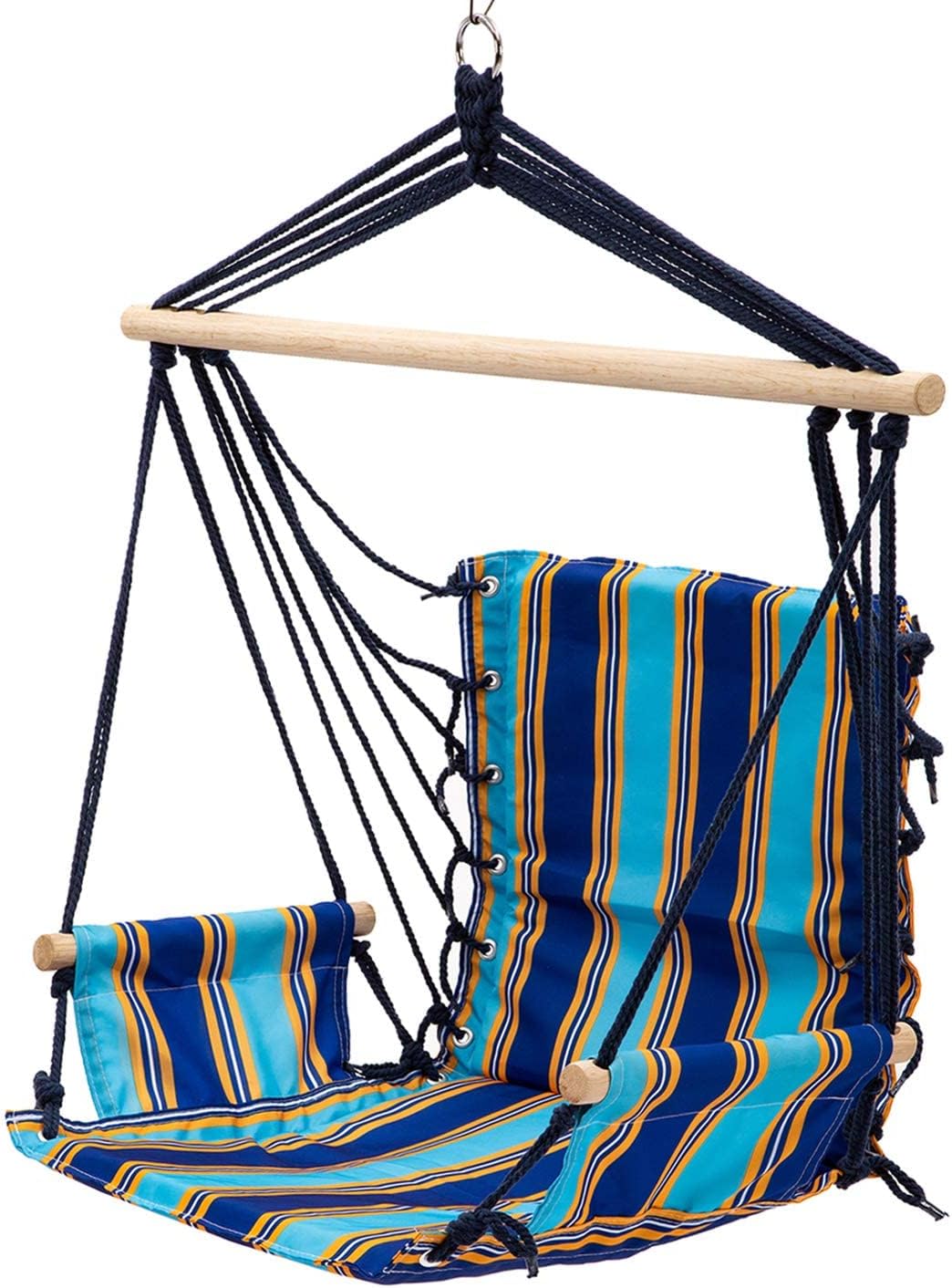 UHOM Hanging Hammock Swing Chair Patio Seat with Wood Stick Indoor/Outdoor