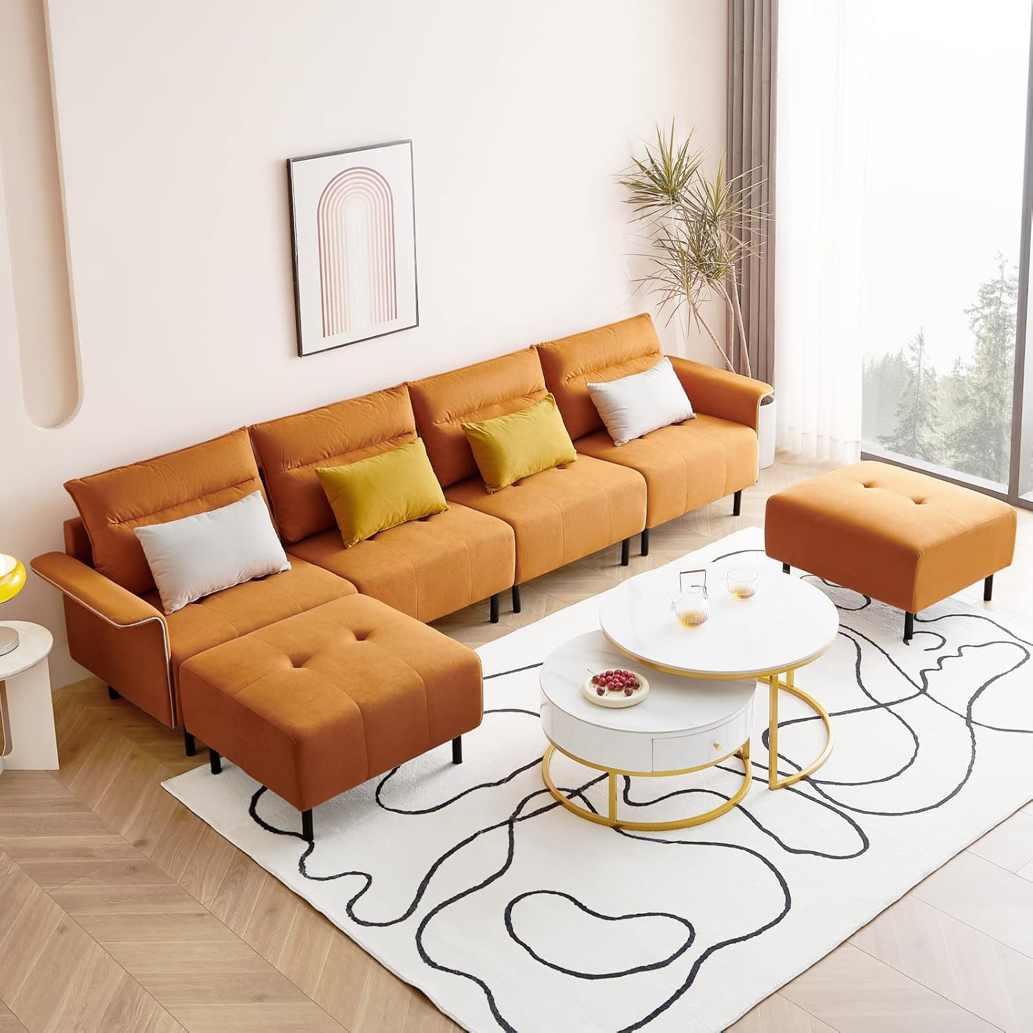 gefayluo Convertible Sectional Sofa Couch, Modern Fabric UShaped Living Room