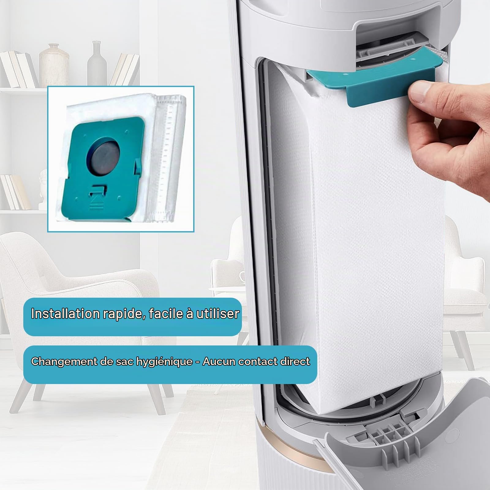 Zorplex 14 Pièces Sac à Poussière Clean Compatible avec Samsung Bespoke VCA-ADB95, Accessoires pour Aspirateurs, Sacs de Rechange pour Aspirateur, Cordless Stick Aspirateur Pièces de Rechange