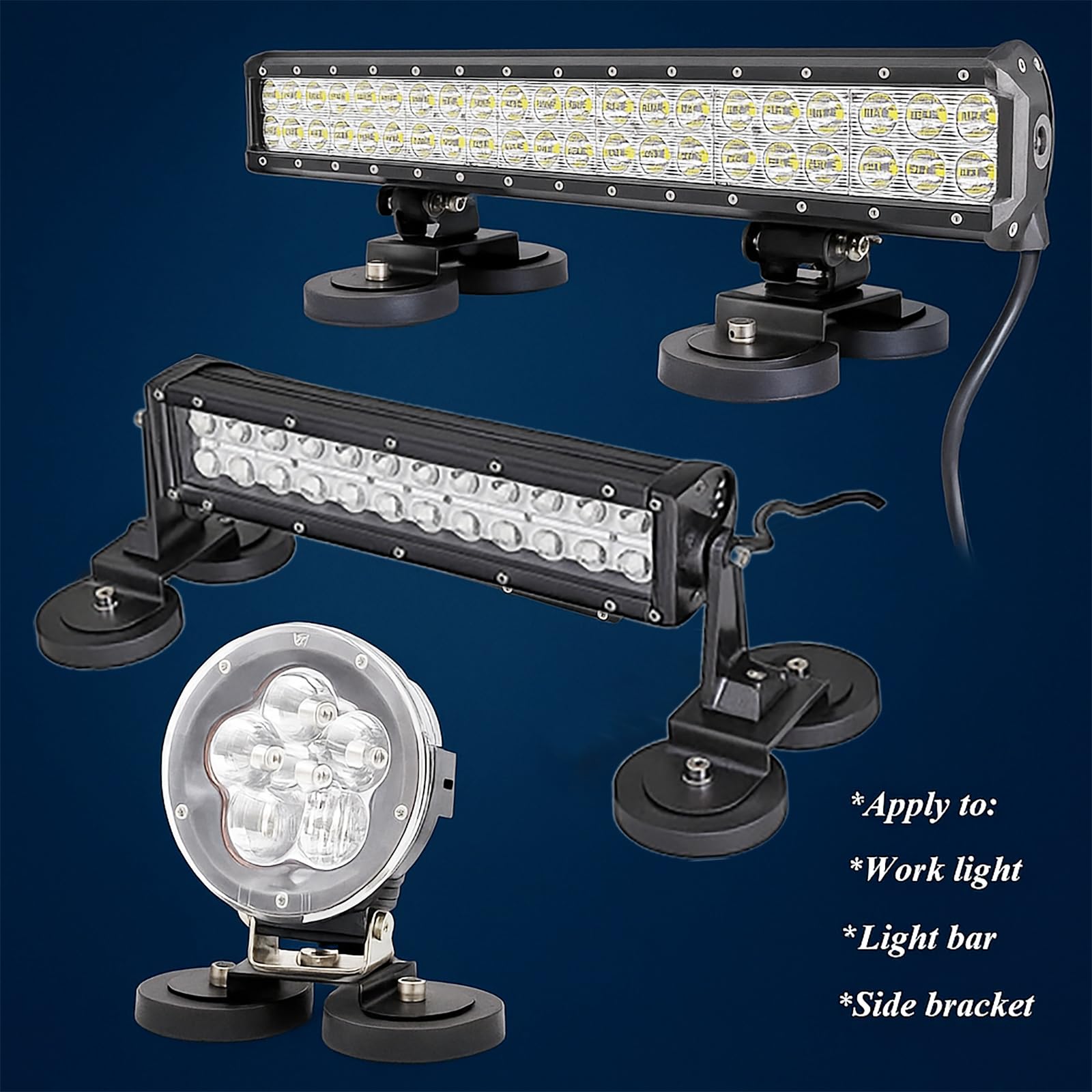 Willpower 2 pièces Support de montage de barre lumineuse LED à base magnétique, Support ventouse puissant, Convient pour voiture véhicule tout-terrain phare de camion barre lumineuse de toit.
