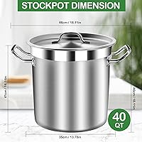 Vista 7 de STOCKPOT Olla Grande para Sopa con Tapa - Ollas de Acero Inoxidable de 40 Cuartos, Ollas de Cocina, Olla con Tapa, Ollas Grandes para Cocinar