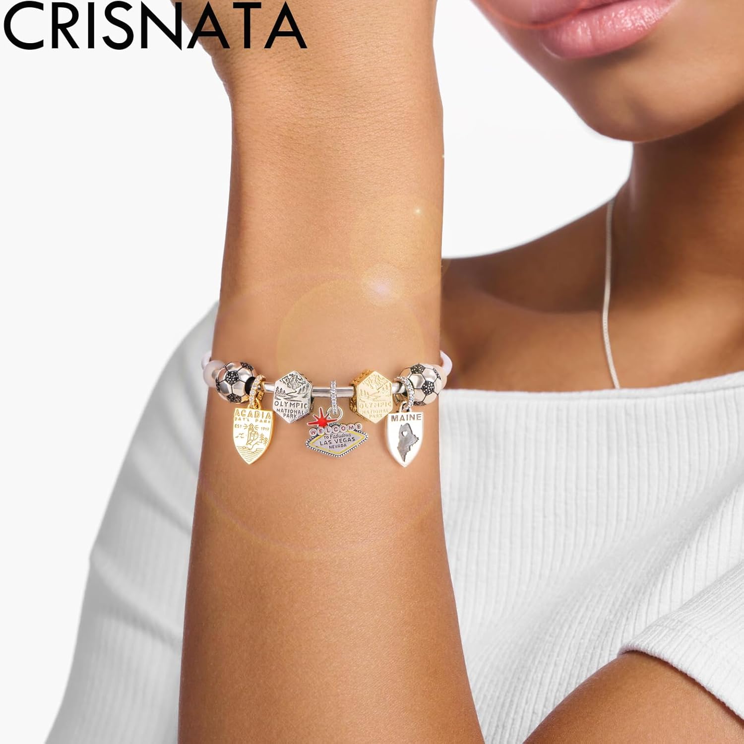 Acadia National Park Dangle Shield Charms, 925 Sterling Silver Lighthouse Maine Map Pendant Beads, fits Pandora Travel Bracelet, USA Souvenir Gifts for Friends/Christmas - Image 6