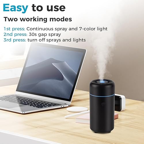 Miniatura 4 de BOVONO Humidificadores portátiles para automóvil, difusores de automóvil para aceites esenciales, humidificadores de difusor de aire súper