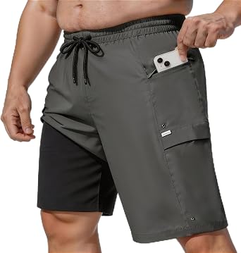 Big and Tall Mens 10 Quick Dry Swim Trunk with Compression Liner