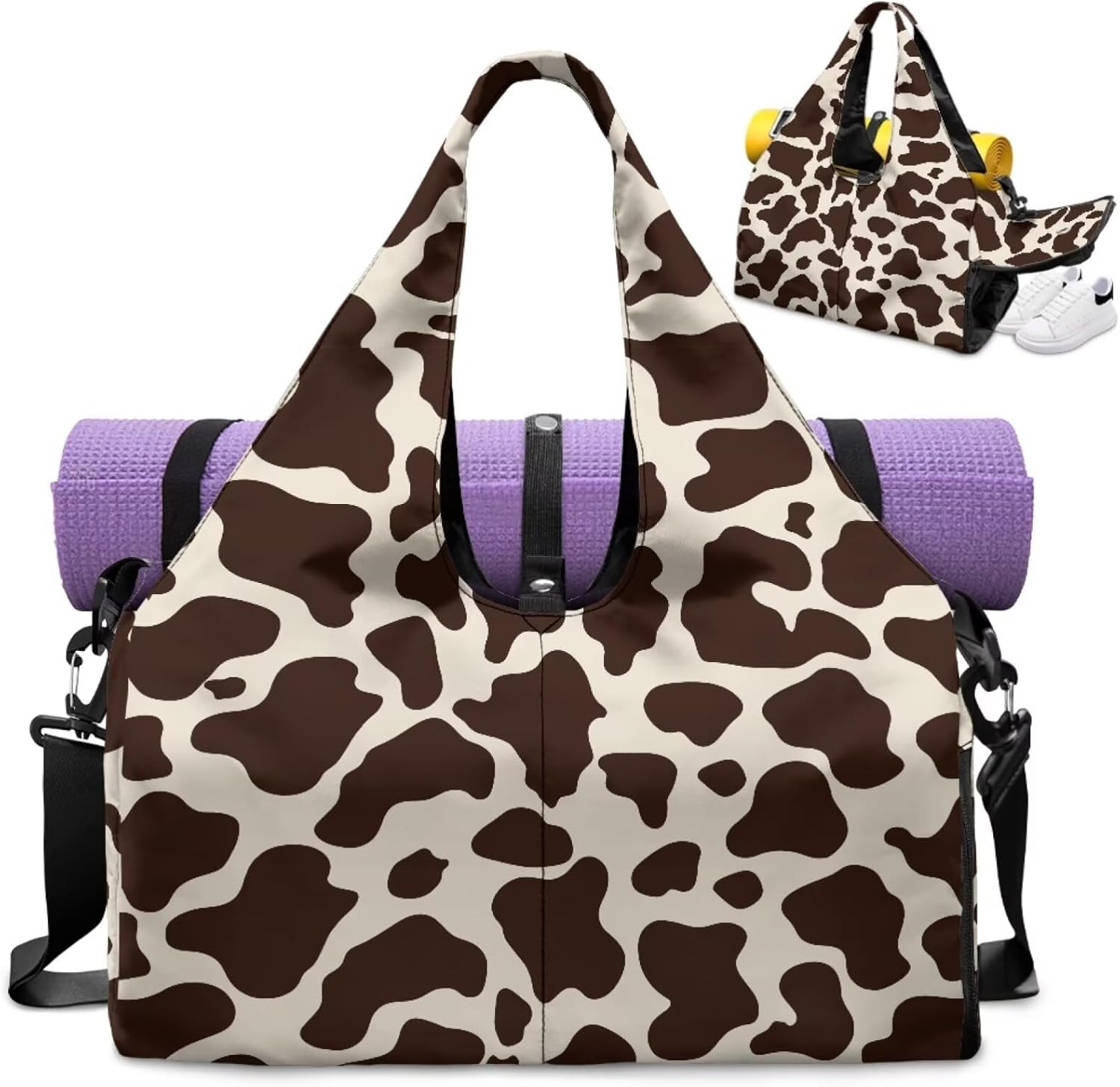 Gym Bag with Yoga Mat Holder for Women Men Fashion Large Capacity Travel Duffle Bag with Shoe Compartment
