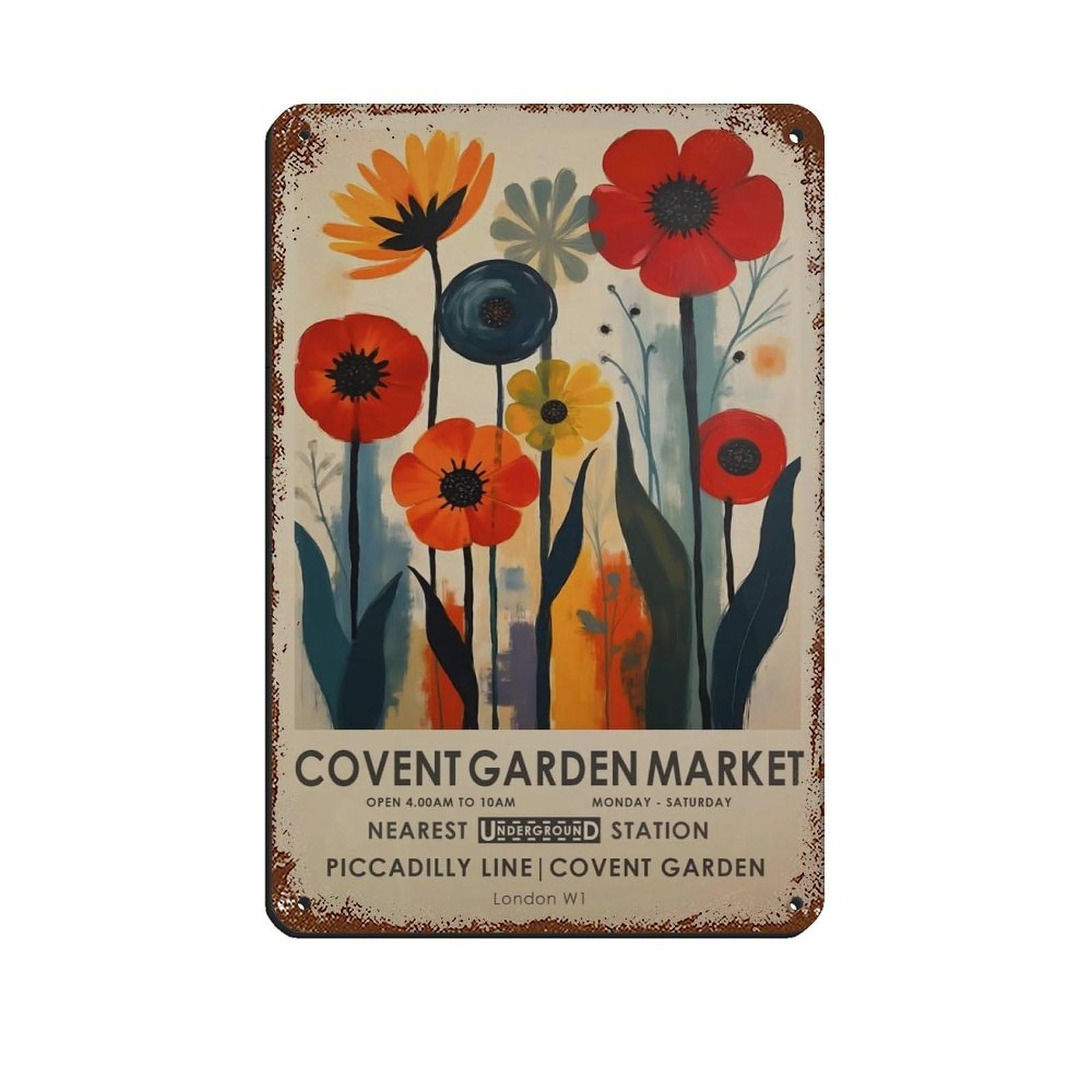 Covent Garden Market,vintage Botanical Art (3) Retro Poster Metal Tin Sign Chic Art Retro Iron Painting Bar People Cave Cafe Family Garage Poster Wall Decoration 8x12inch(20x30cm)