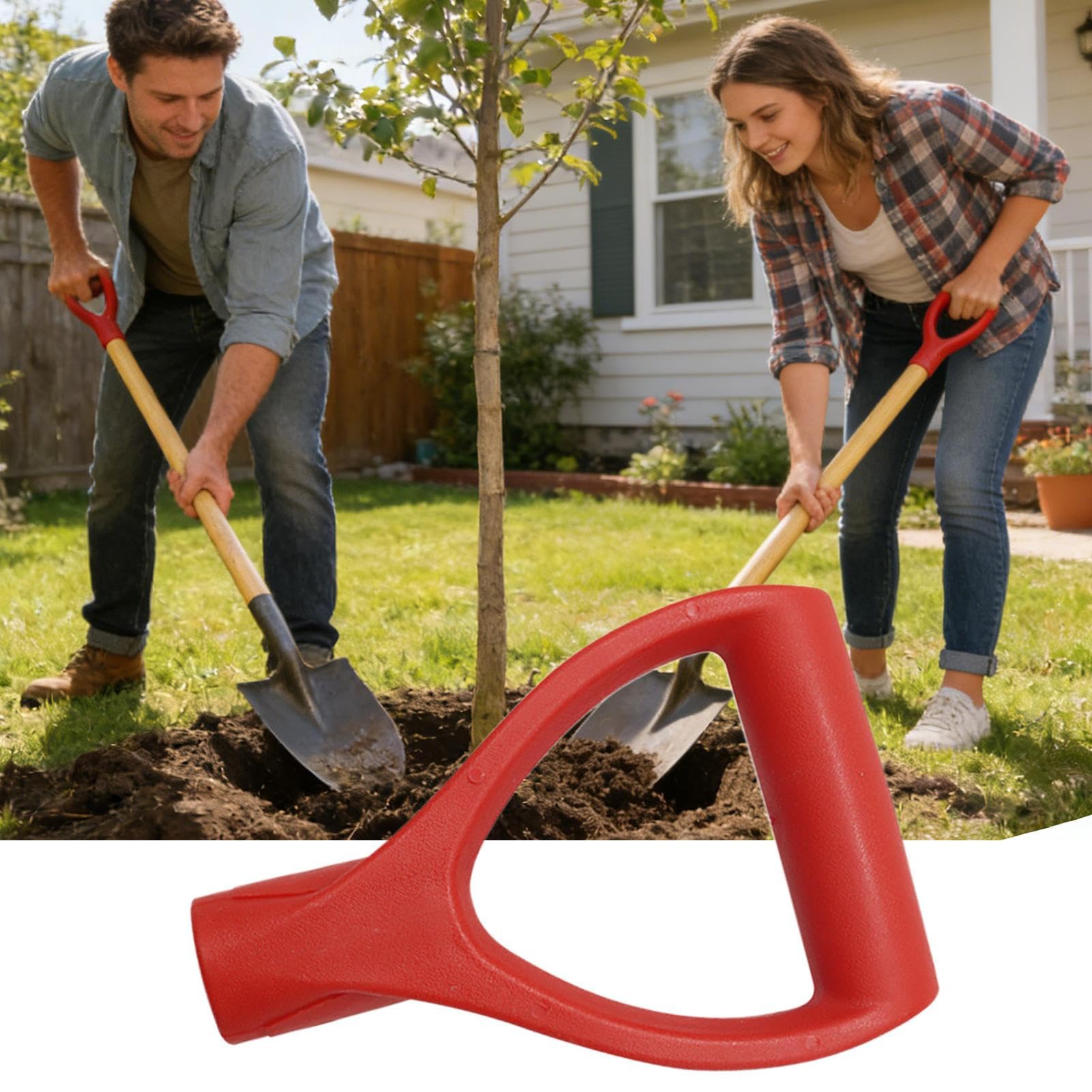 Manico ergonomico con impugnatura a D, manico di ricambio da 45,7 cm per giardinaggio senza lavoro, design robusto e confortevole con vestibilità universale, accessorio da giardino per scavare