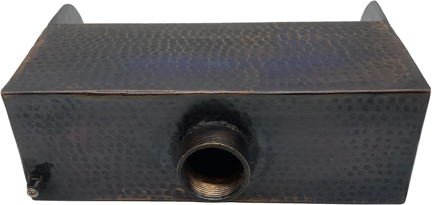 12 Inch Wide Hammered Copper Metal Wall Mounting Cascading Spillway Scupper Waterfall Water Feature for Swimming Pool Spa Pond