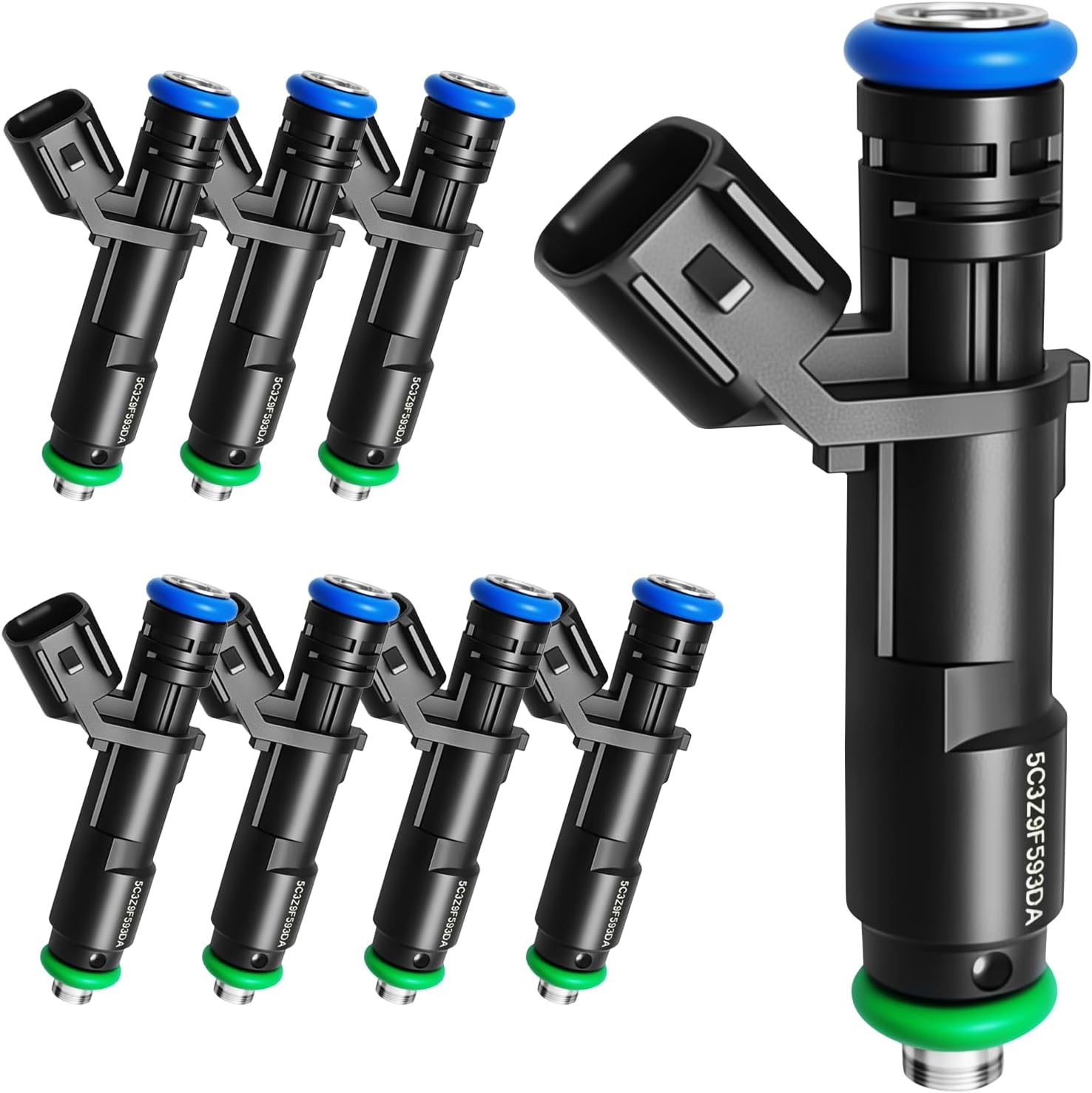 Set of 8 Upgraded High Performance Fuel Injectors Fit for Ford: F150 F250/F350 Super Duty Expedition, for Lincoln: Navigator/Mark LT, V8 5.4L 2005-2007, OEM # 5C3Z9F593DA, 4G2142, FJ817