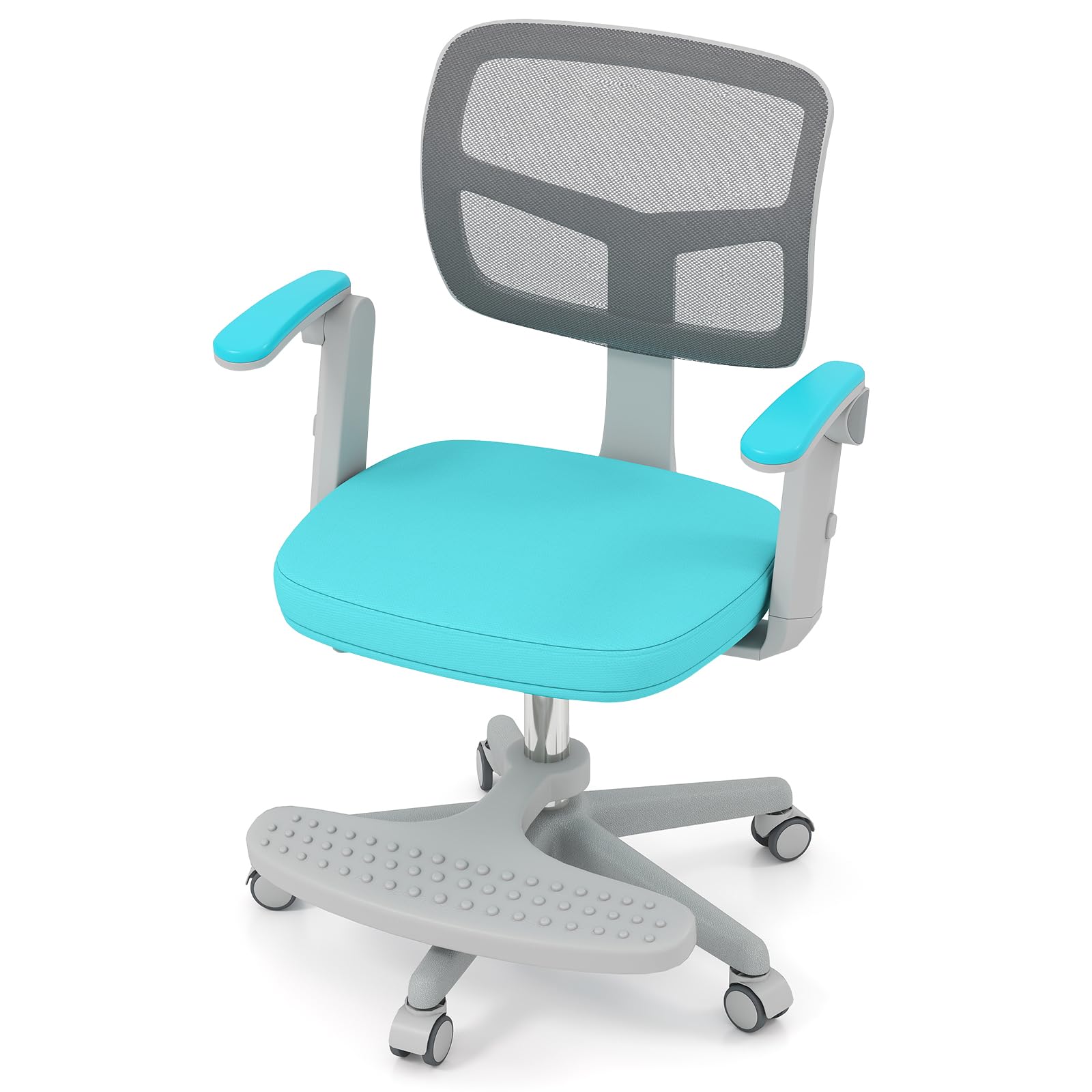 GYMAX Kids Desk Chair (Turquoise, 57x55x80-91cm, with Footrest) — image 1