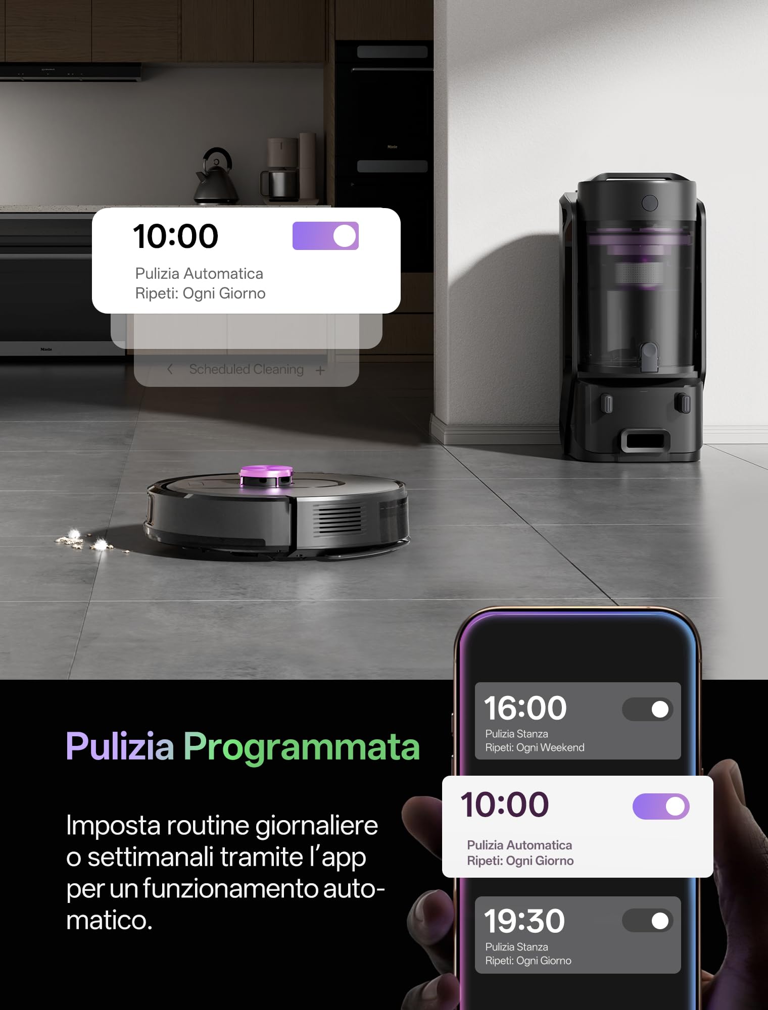 Vexilar W15 Robot Aspirapolvere Lavapavimenti con Mappatura 15000Pa,3 Ore Autonomia,Svuotamento Automatico,Senza Sacco,Aspirapolvere Robot Lavapavimenti Mappatura con Stazione per Tappeti/Pavimenti