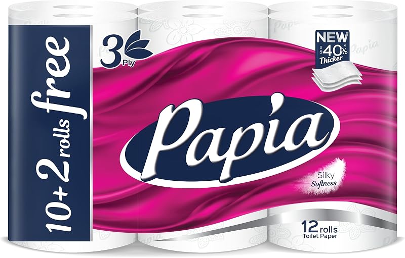 Papia Tissue - Toilet paper - 3 Ply - 12 Rolls