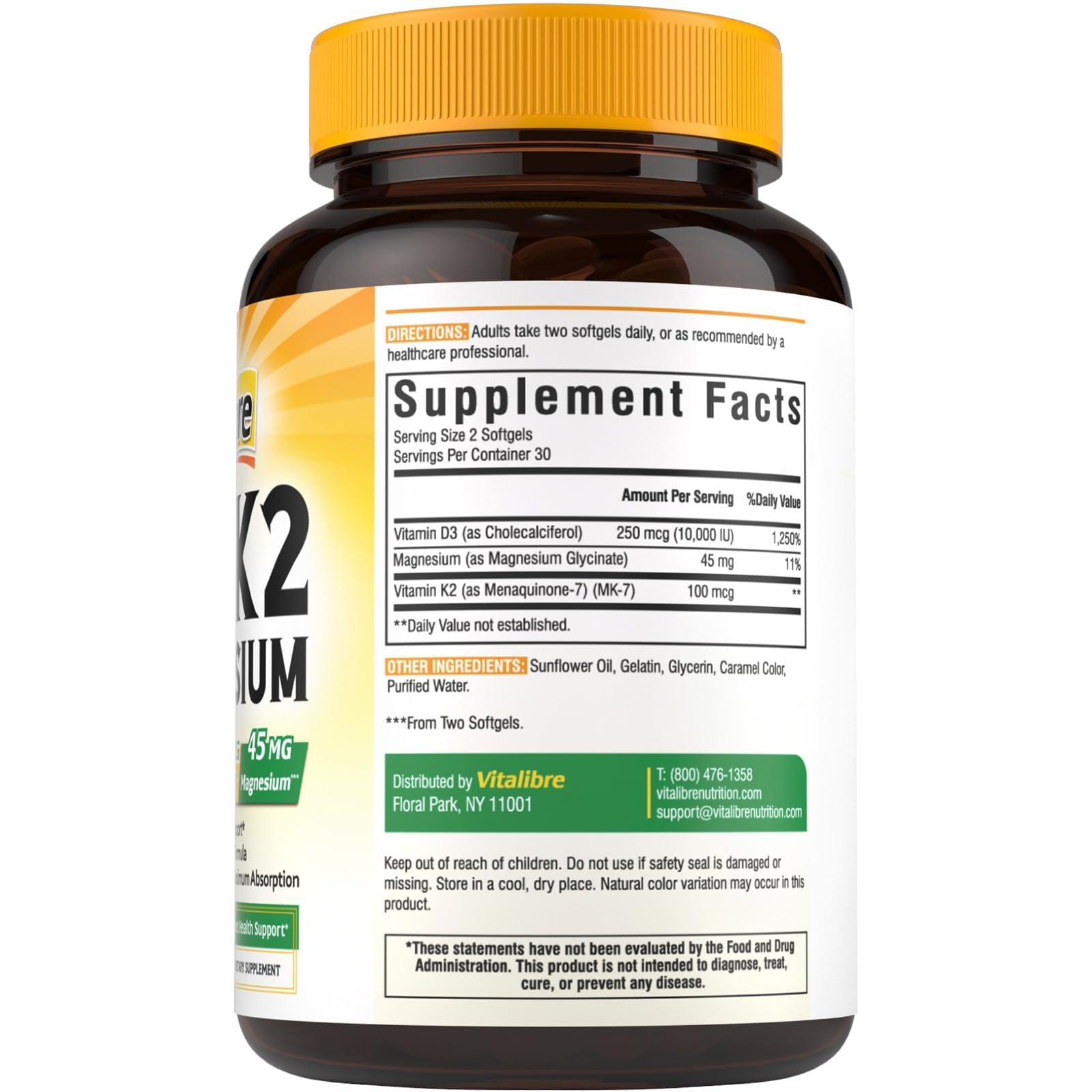 Vitalibre Vitamin D3 K2 10000 IU + Magnesium Glycinate, 60 Mini Softgels — Amazon image 8