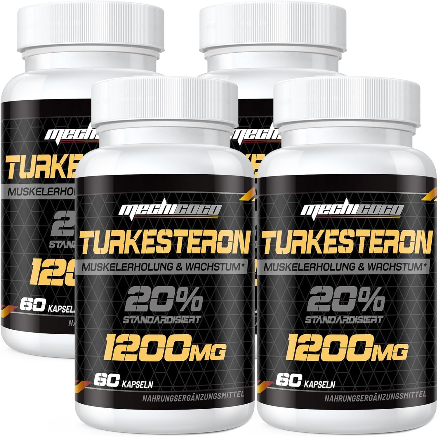 Turkesterone Supplement 1200mg Ajuga Turkestanica Extract (4 Packages)- High Strength, Standardized to 20% Turkesterone, Muscle Growth & Strength – Vegan, Free from Soy, Additives