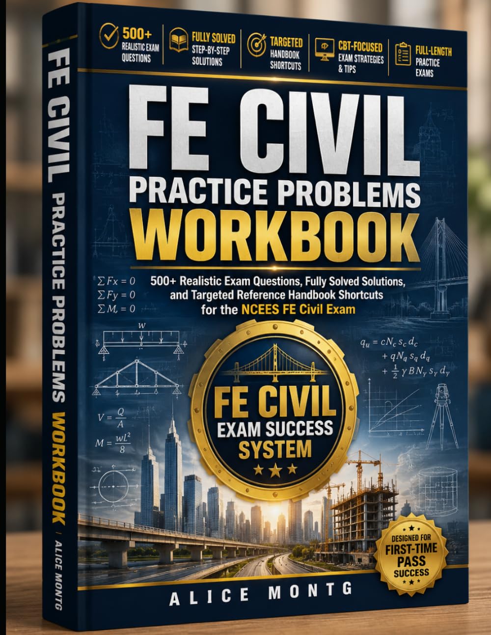 FE CIVIL PRACTICE PROBLEMS WORKBOOK: 500+ Realistic Exam Questions, Fully Solved Solutions, and Targeted Reference Handbook Shortcuts for the NCEES FE Civil Exam