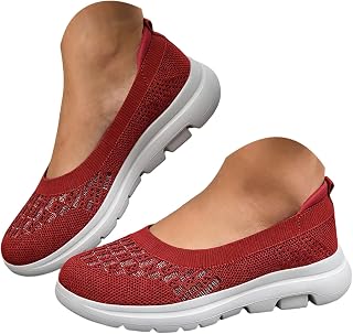 Generic Sneakers for Women Slip On Shoes for Women, Womens Sneakers ComfortableMesh Breathable Cushioned Breathable Fabric Teen Girls Shock Absorbing Office Elastic Walking Tennis Running Shoes