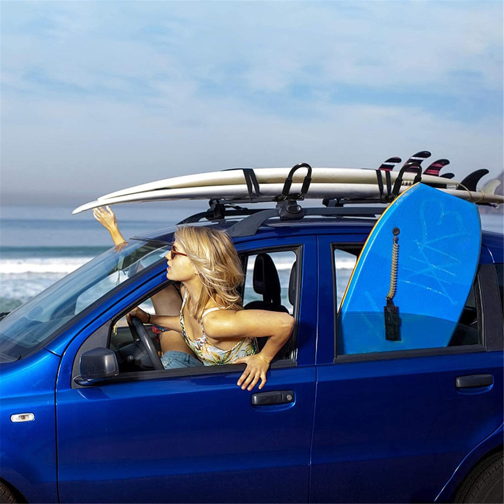 Soporte Plegable para Kayak en el Techo, 2 Unidades, Soporte Plegable para | tabla de surf de coche, soporte de snowboard para esquí, snowboard, cañas de pescar, monopatines, kayak