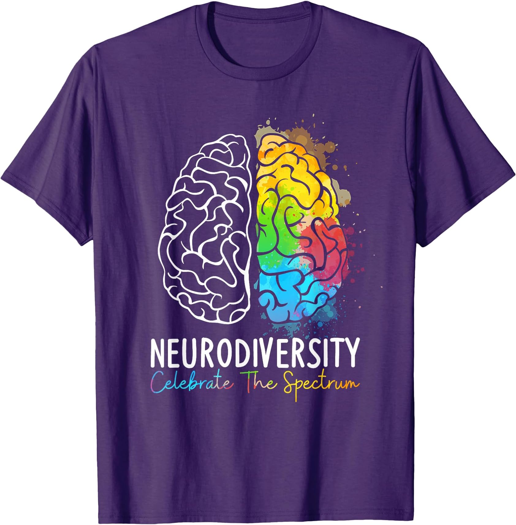 Neurodiversity - Autism Spectrum ASD ADHD Rainbow Brain T-Shirt