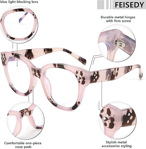 Miniatura 3 de FEISEDY Gafas clásicas de bloqueo de luz azul ojo de gato para mujer, gafas de computadora de mariposa de gran tamaño B9092