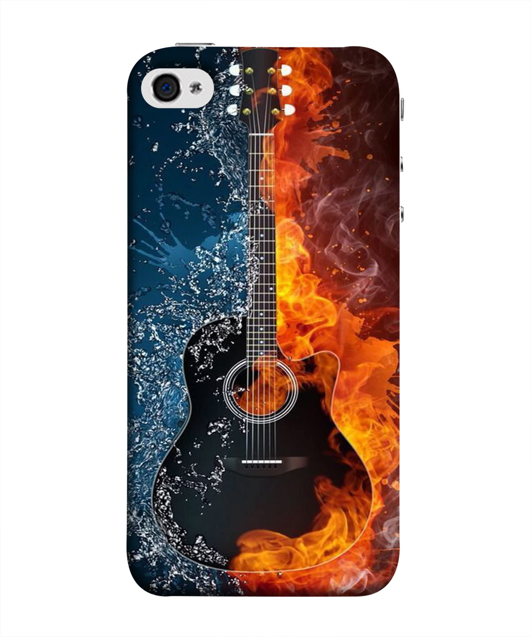 Bhaicover® Compatible for iPhone 4 / 4S / 4G Abstract Guitar On Fire Mobile Phone Back Cover Case Stylish Designer 3D Printed Hard Plastic Latest Accessory for Girls & Boys