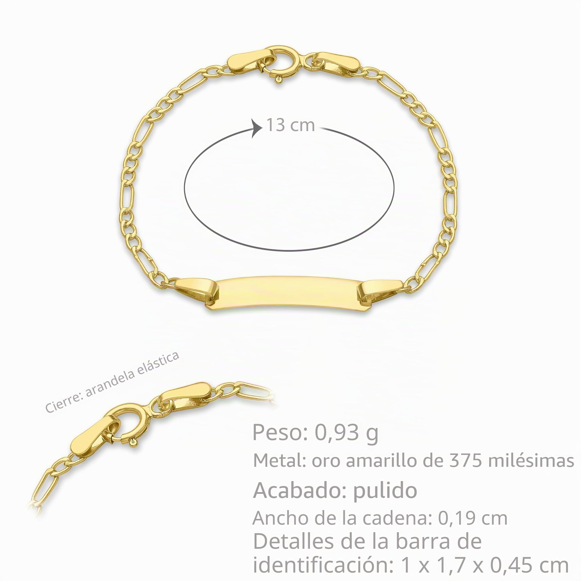 Carissima Gold Pulsera tipo esclava infantil en oro amarillo de 9 quilates