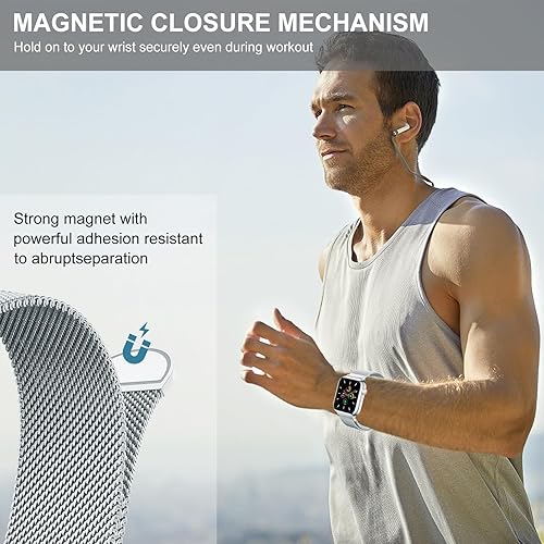 Miniatura 3 de Pippia Correa milanesa con cierre magnético compatible con Apple Watch Band de 1.496 pulgadas, 1.575 pulgadas, 1.614 pulgadas, 1.654 pulgadas, 1.732